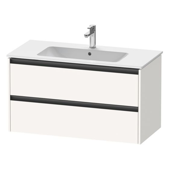 Duravit Ketho.2 Waschtischunterbau wandhäng. 480x1010x550mm, Weiß SM, Griff Anthrazit, 2 SK, Ausschnitt/Schürze