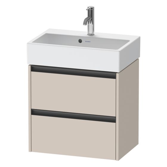 Duravit Ketho.2 Waschtischunterbau wandh. 390x584x549mm, Compact, Taupe Matt, Griff Anthrazit, 2 SK, Aus./Schürze
