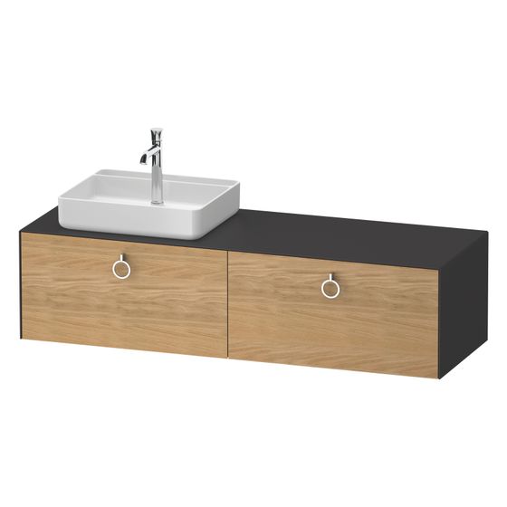 Duravit White Tulip Konsolen-WTU wandh 550x1600x408mm L, Eiche Natur massiv Matt/Graphit SDM/Graphit SDM, MH/Lack 2 AZ, Chrom