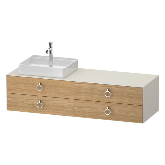 Duravit White Tulip Konsolen-WTU wandh 550x1600x408mm L/M mit KSP Eiche Natur massiv Matt/Nordic Weiß SDM Griff 4 Schubk