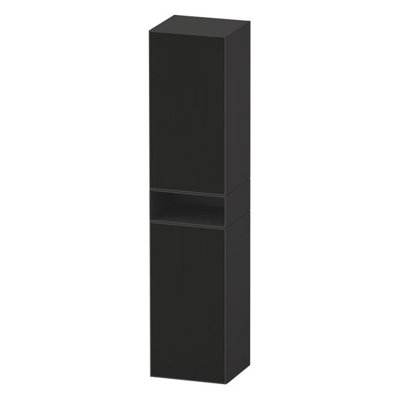 Duravit Zencha Hochschrank Dekor 360x400x1760mm Schwarz Linienstruktur/Graphit SM, 2 Türen R, Grifflos, 4 Holz-FB, 50mm Tip-on