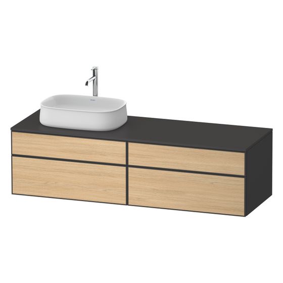 Duravit Zencha Konsolen-WTU wandh. 550x1600x442mm L, Natur Eiche Matt/Graphit SM Dekor mit KSP Graphit SM Dekor 2 SK, o.Gr.