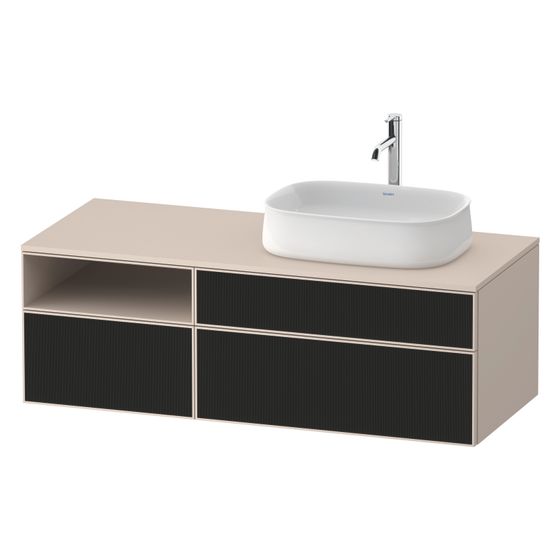 Duravit Zencha Konsolen-WTU wandh 550x1300x442mm Schwarz LSR/Taupe SM Glas/Dekor mit KSP 1SK/oF, 2AZ, oGr, ZE4829063830000