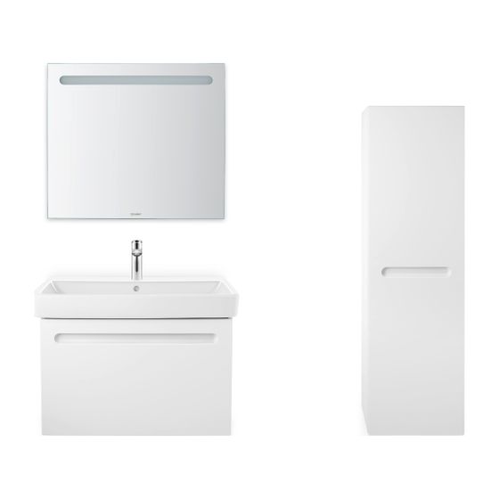 Duravit No.1 Halbhochschrank, Folie 360x400x1320mm Mattweiß/Mattweiß, 1 Tür R, 4 Glasfb Griffmulde, N11308R18180000