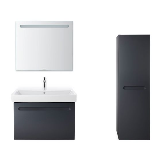 Duravit No.1 Halbhochschrank, Folie 360x400x1320mm Graphit Matt, 1 Tür L, 4 Glas-FB, Griffmulde, N11308L49490000