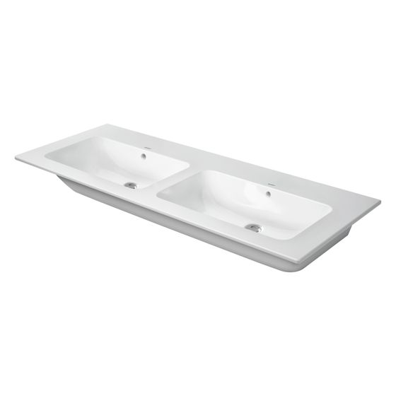 Duravit ME by Starck Doppelwaschtisch 490x1300x180mm wh, Weiß Hochglanz, Rechteckig, WonderGliss, 2 Waschplätze L, mit Überlauf
