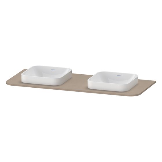 Duravit Happy D.2 Konsole 550x1300x16mm Leinen Matt ohne Konsolenträger 2 Ausschnitte/Waschplätze mittig