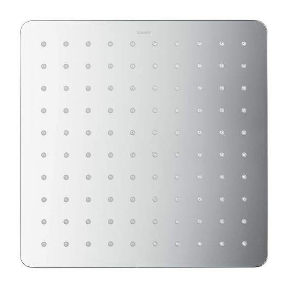 Duravit Kopfbrause, Chrom Hochglanz, Edelstahl, Eckig, 300x300mm, 26l/min, Rain, Decken-/Wandmontage