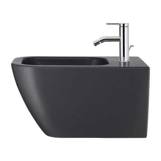 Duravit Happy D.2 Wandbidet 540x365x285mm, Anthrazit Matt, WonderGliss, 1 HL, HLB, ÜL, verd. Befestigung