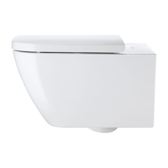Duravit Happy D.2 Wand-WC 540x365x335mm, Weiß Hochglanz, 4,5l, WonderGliss, Tiefspüler, rimless, waagerecht