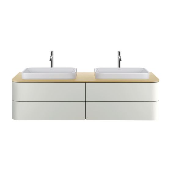 Duravit Happy D.2 Plus Aufsatzbecken 600mm, Weiß Hochglanz, WonderGliss, Rechteckig, ohne Überlauf und HLB, RW glasiert
