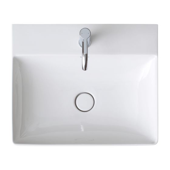 Duravit DuraSquare Waschtisch470x600x145mm wandh. Weiß Hochglanz, Rechteckig, DuraCeram, 1 Waschpl. mittig, 1 HL M geschl. o. ÜL