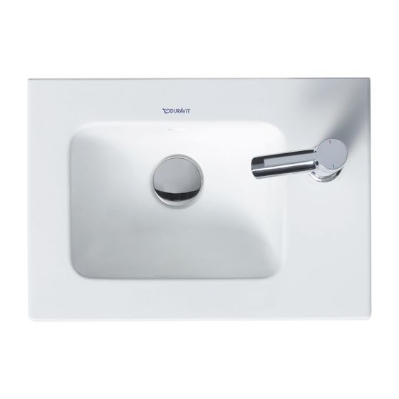 Duravit ME by Starck Handwaschbecken 300x430x150mm, Weiß HG, WonderGliss, Rechteckig, 1 Wasc. L, 1 HL mittig, ohne Überlauf