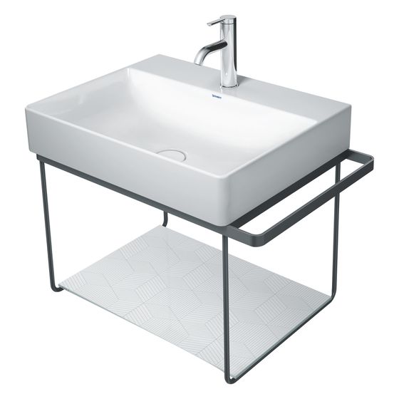 Duravit DuraSquare Metallkonsole 451x665x400mm, Mattschwarz, unter Waschtisch mit Handtuchhalter
