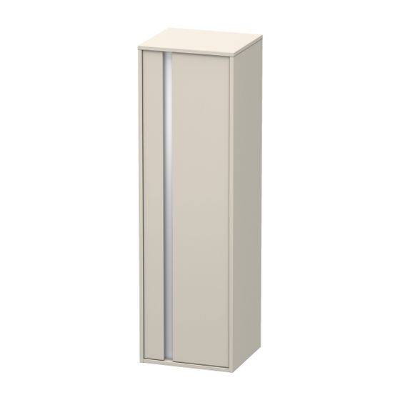 Duravit Ketho Halbhochschrank Dekor 360x400x1320mm Taupe Matt, 1 Tür R, Griffleiste Silber, 2 Glas-FB, 1 Holz-FB, 20mm