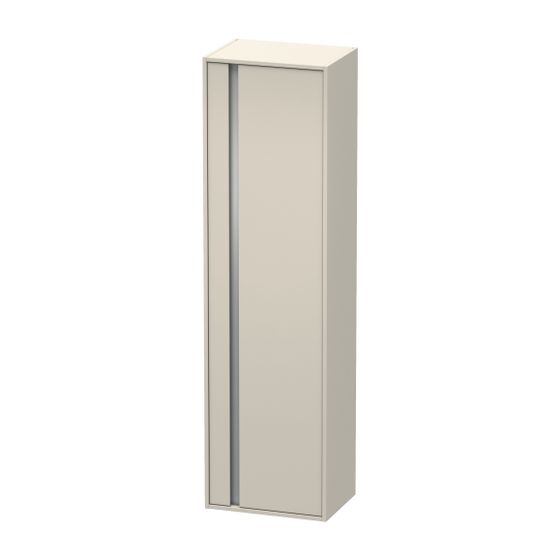 Duravit Ketho Hochschrank Dekor 360x500x1800mm Taupe Matt, 1 Tür R, Griffleiste Silber, 3 Glasfachböden, 1 Holzfachboden, 20mm