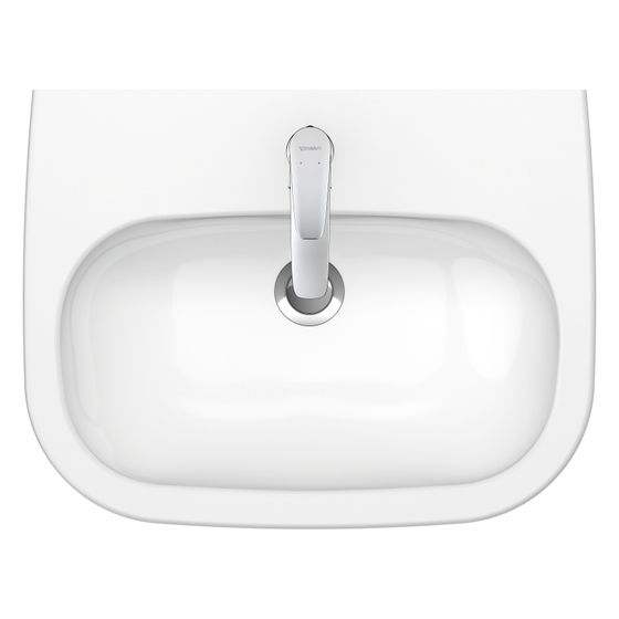 Duravit D-Code Waschtisch 460x600x175mm wandhäng., Weiß Hochglanz, Halbrund, 1 WP mittig, 1 HL mittig, mit ÜL