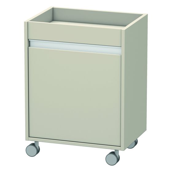Duravit Ketho Rollcontainer Dekor, 360x500x670mm, Taupe Matt, Dekor, 1 Tür Rechts, Griffleiste Silber