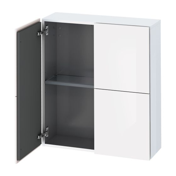 Duravit L-Cube Halbhochschrank Dekor 243x700x800mm Eiche Marmoriert Matt, Türen B, 1 Glas-FB mit Alutr. Grifflos