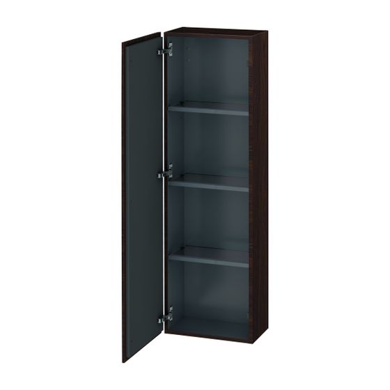Duravit L-Cube Halbhochschrank Dekor 243x400x1320mm Nusb.gebürstet Matt, 1 Tür L, 3 Glas-FB mit Alutr. Grifflos