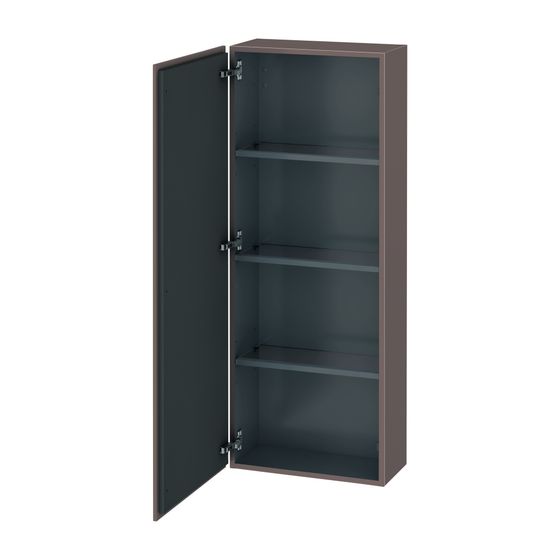 Duravit L-Cube Halbhochschrank Echtholzfurnier 243x500x1320mm Basalt Matt, 1 Tür L, 3 Glas-FB mit Alutr. Grifflos