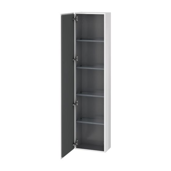Duravit L-Cube Hochschrank Echtholzfurnier 243x400x1760mm Weiß SM, 1 Tür L, Grifflos, 4 Glasfachböden, 50mm
