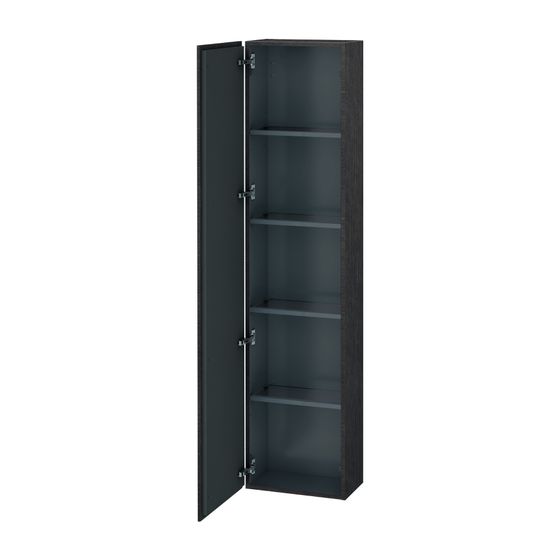 Duravit L-Cube Hochschrank Echtholzfurnier 243x400x1760mm Eiche dunkel geb. Matt, 1 Tür L, o.Gr. 4 Glas-FB mit Alutr. 50mm