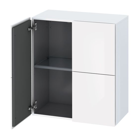 Duravit L-Cube Halbhochschrank Echtholzfurnier 363x700x800mm Eiche Marmoriert Matt, Türen B, 1 Glas-FB mit Alutr. Grifflos