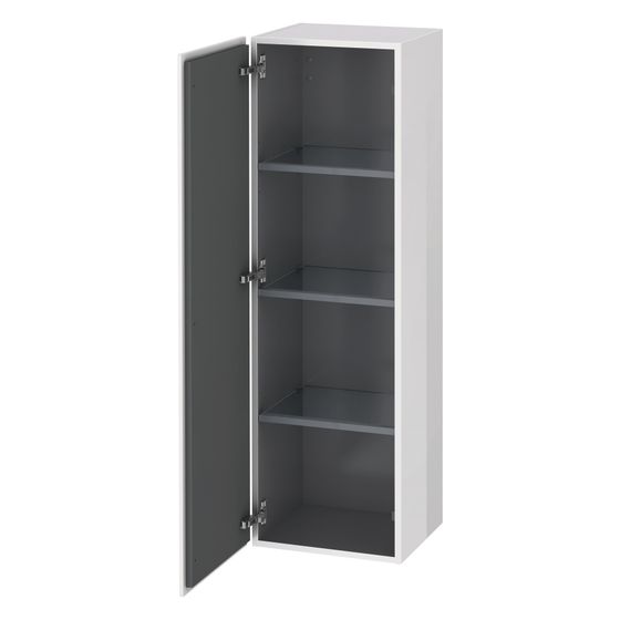 Duravit L-Cube Halbhochschrank Echtholzfurnier 363x400x1320mm Eiche Marmoriert Matt, 1 Tür R, 3 Glas-FB mit Alutr. Grifflos
