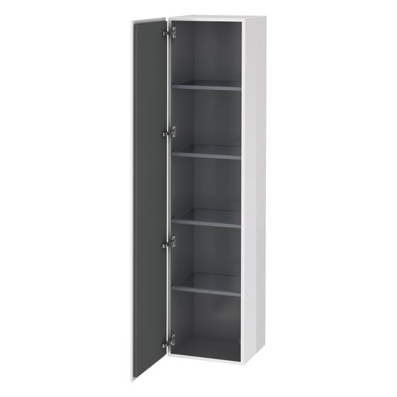Duravit L-Cube Hochschrank Lack 363x400x1760mm, Eiche Marmoriert Matt, 1 Tür R Grifflos 4 Glasfachböden, 50mm
