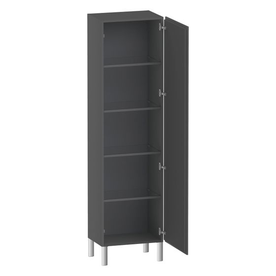 Duravit L-Cube Hochschrank Echtholzfurnier 363x500x1760mm Graphit Matt, 1 Tür R, Grifflos, 4 Glasfachböden, 50mm