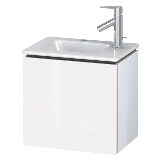 Duravit L-Cube Waschtischunterbau wandh. 294x420x400mm, R, Eiche Marmoriert Matt, Grifflos, 1 Tür, Automatiktürscharnier
