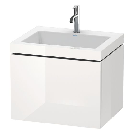 Duravit L-Cube Waschtisch-Set C-bonded wh Dekor, 480x600x500mm, Eiche Marmoriert, 1 Auszug, Grifflos, LC6916N5555
