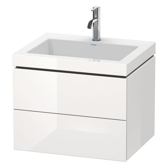 Duravit L-Cube Waschtisch-Set C-bonded wh Dekor, 480x600x500mm, Eiche Marmoriert, 2 Schubkästen, Grifflos, LC6926N5555