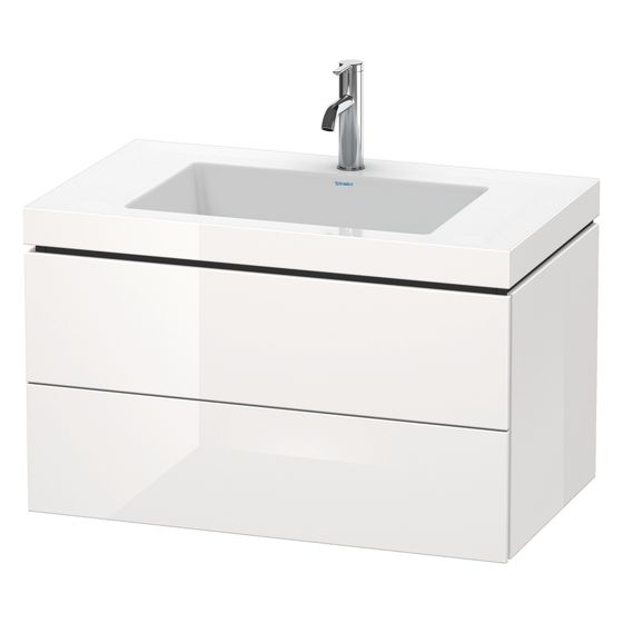 Duravit L-Cube Waschtisch-Set C-bonded wh Dekor, 480x800x500mm, Eiche Marmoriert, 2 Schubkästen, Grifflos, LC6927N5555