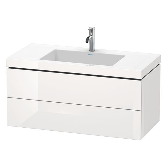 Duravit L-Cube Waschtisch-Set C-bonded wh Dekor, 480x1000x500mm, Eiche Marmoriert, 2 Schubkästen, Grifflos, LC6928N5555