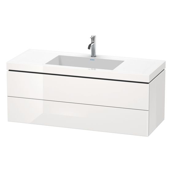 Duravit L-Cube Waschtisch-Set C-bonded wh Dekor, 480x1200x500mm, Eiche Marmoriert, 2 Schubkästen, Grifflos, LC6929O5555