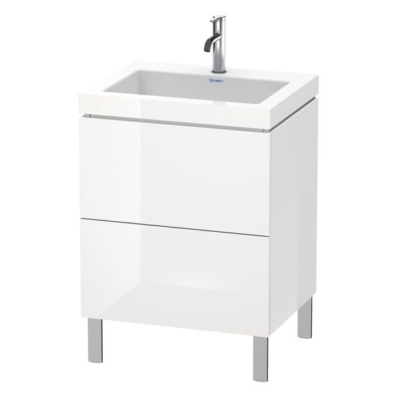 Duravit L-Cube Waschtisch-Set C-bonded bodenst. Dekor, 480x600x698mm, Eiche Marmoriert, 2 Auszüge, Grifflos, LC6936O5555