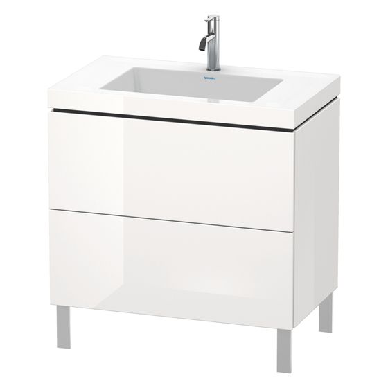Duravit L-Cube Waschtisch-Set C-bonded bds Echtholzfurnier, 480x800x698mm, Eiche Marmoriert, 2 Auszüge, Grifflos, LC6937N5555