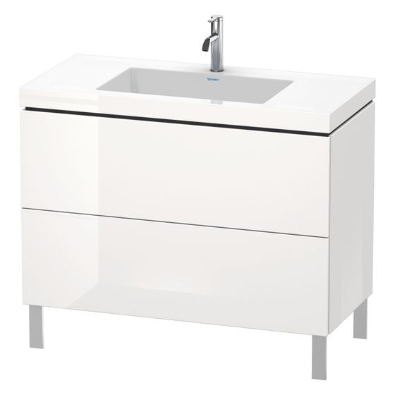 Duravit L-Cube Waschtisch-Set C-bonded bodenst. Dekor, 480x1000x698mm, Eiche Marmoriert, 2 Auszüge, Grifflos, LC6938O5555