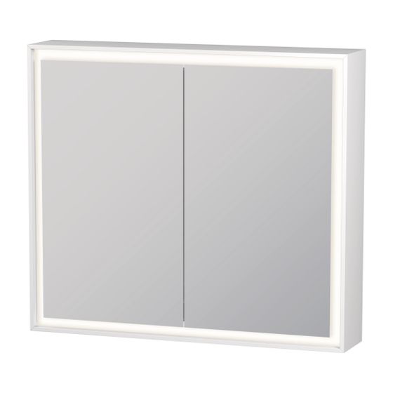 Duravit L-Cube Spiegelschrank Wandmontage 155x800x700mm, Weiß, 2 Türen L/R, 2 Glasfachböden, 40W, Steckd. J mit WBL
