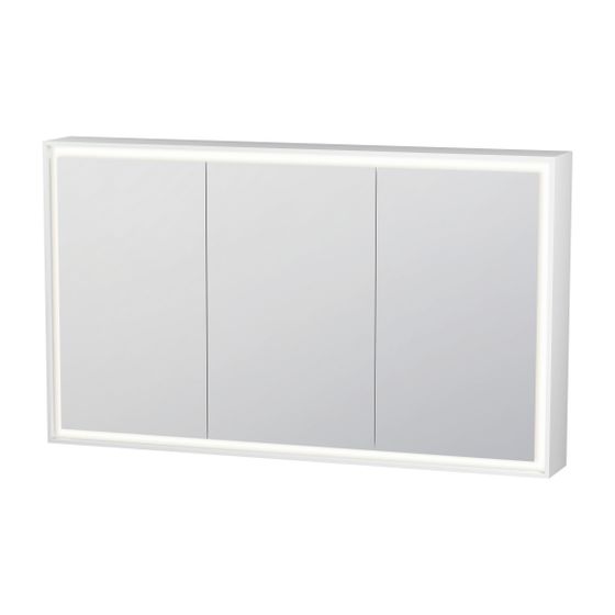 Duravit L-Cube Spiegelschrank Wandmontage 155x1200x700mm, Weiß, 3 Türen L, 4 Glasfachböden, 52W, Steckd. J