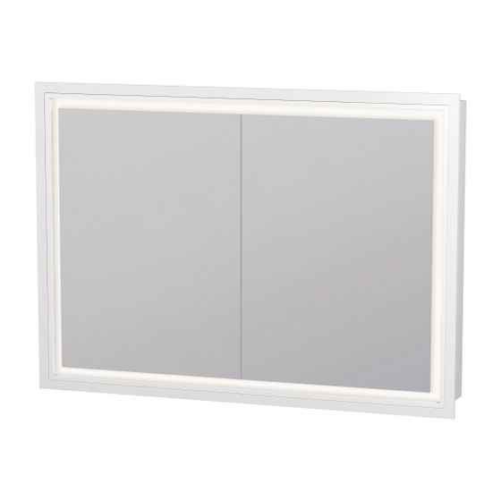 Duravit L-Cube Spiegelschrank Einbau 155x1000x700mm, Weiß, 2 Türen L/R, 2 Glasfachböden, 46W, Steckd. J