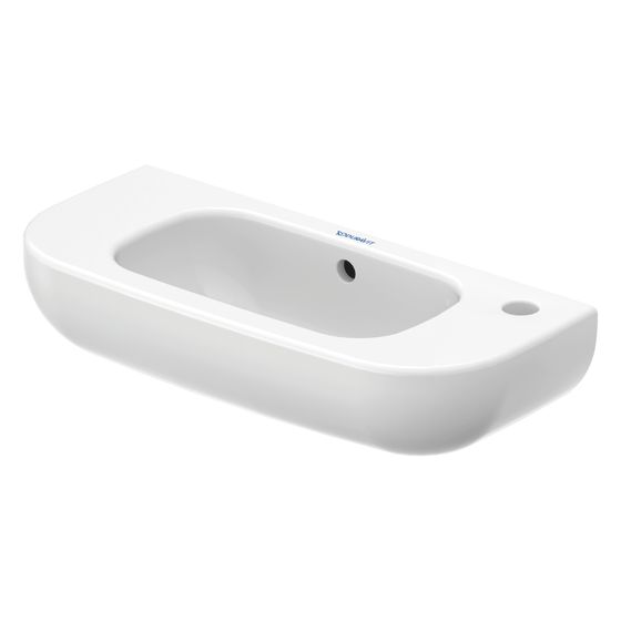 Duravit D-Code Handwaschbecken 220x500x135mm, Weiß Hochglanz, Rechteckig, 1 Waschplatz mittig, 1 HL R, mit Überlauf