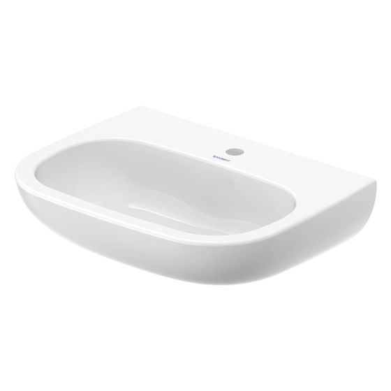 Duravit D-Code Waschtisch 460x600x175mm wandhäng., Weiß Hochglanz, Halbrund, 1 Waschplatz mittig, 1 HL mittig, ohne ÜL