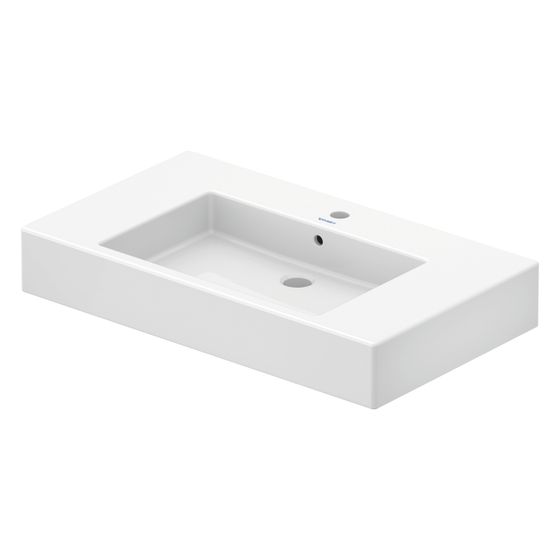 Duravit Vero Waschtisch 490x850x170mm, WonderGliss, Weiß Hochglanz, Rechteckig, 1 Waschplatz/HL mittig, mit Überlauf