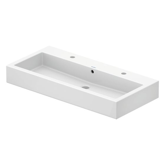 Duravit Vero Waschtisch 470x1000x175mm wandhäng., Weiß Hochglanz, Rechteckig, WonderGliss, 2 WP mittig, 1 HL L, mit ÜL