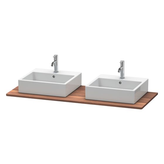 Duravit XSquare Massivholzkonsole 550x1400x20mm, 2 Ausschnitte/Waschplätze, Amerikanischer Nussbaum Matt, ohne Konsolenträger