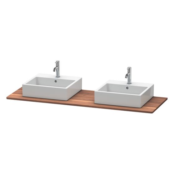 Duravit XSquare Massivholzkonsole 550x1600x20mm, 2 Ausschnitte/Waschplätze, Amerikanischer Nussbaum Matt, ohne Konsolenträger
