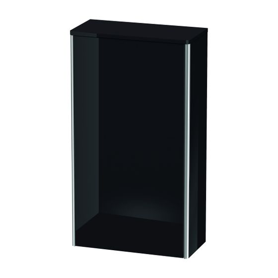 Duravit XSquare Halbhochschrank Dekor 236x500x896mm Schwarz HG, 1 Tür R, 2 Glas-FB mit Alutr. Grifflos, Tip-on